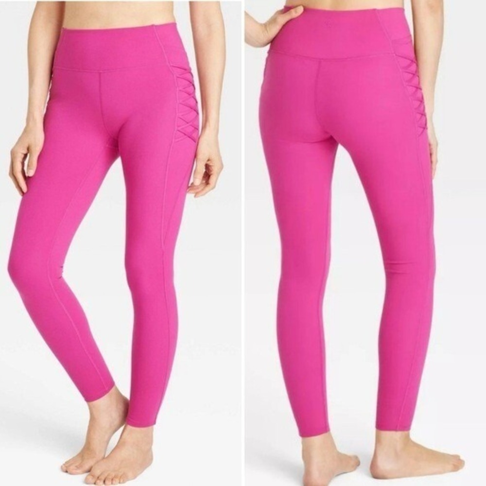 All In Motion fuchsia pink sculpt corded high rise compression leggings S